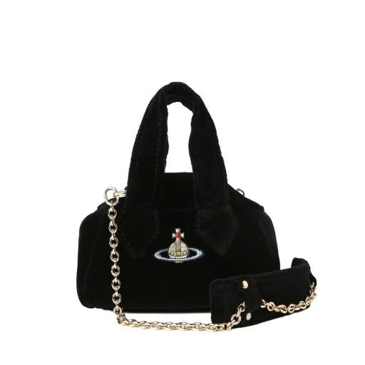 Vivienne Westwood Mini Yasmin Black Leather Shoulder Bag