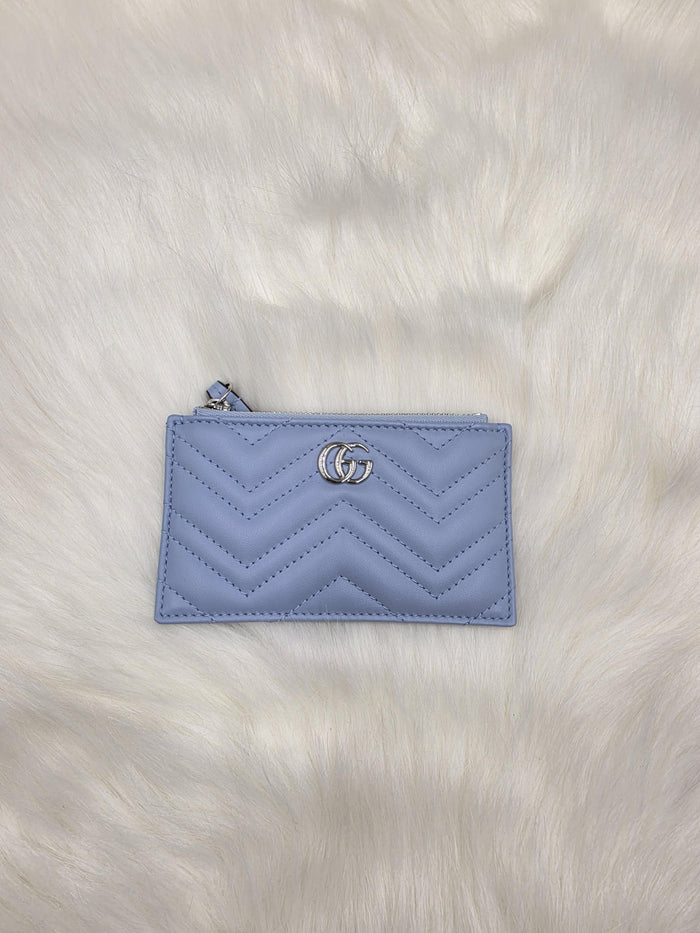 GUCCI GG Marmont Light Blue Leather Card Holder 813353