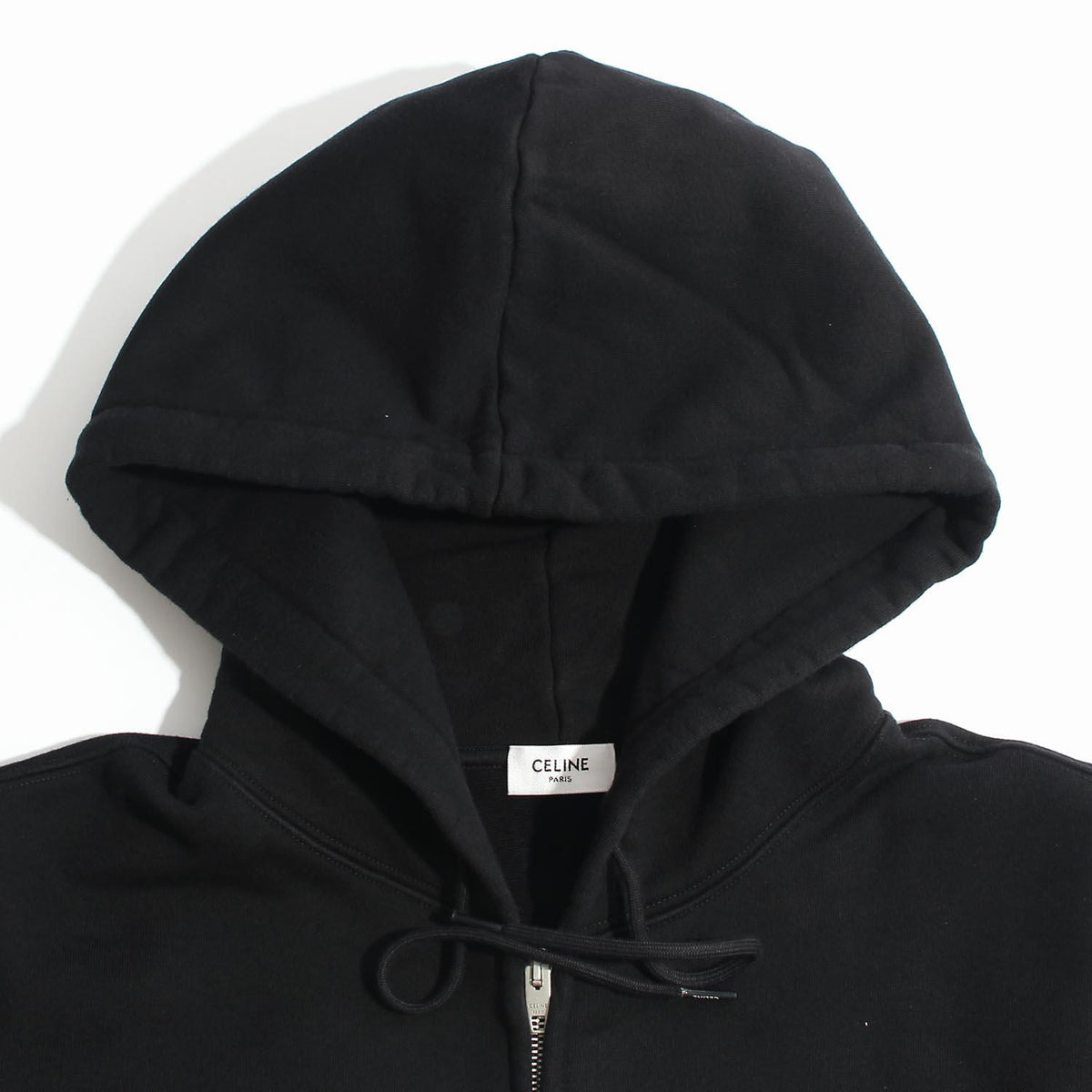 CELINE Logo Cotton Zip Hoodie Black Unisex