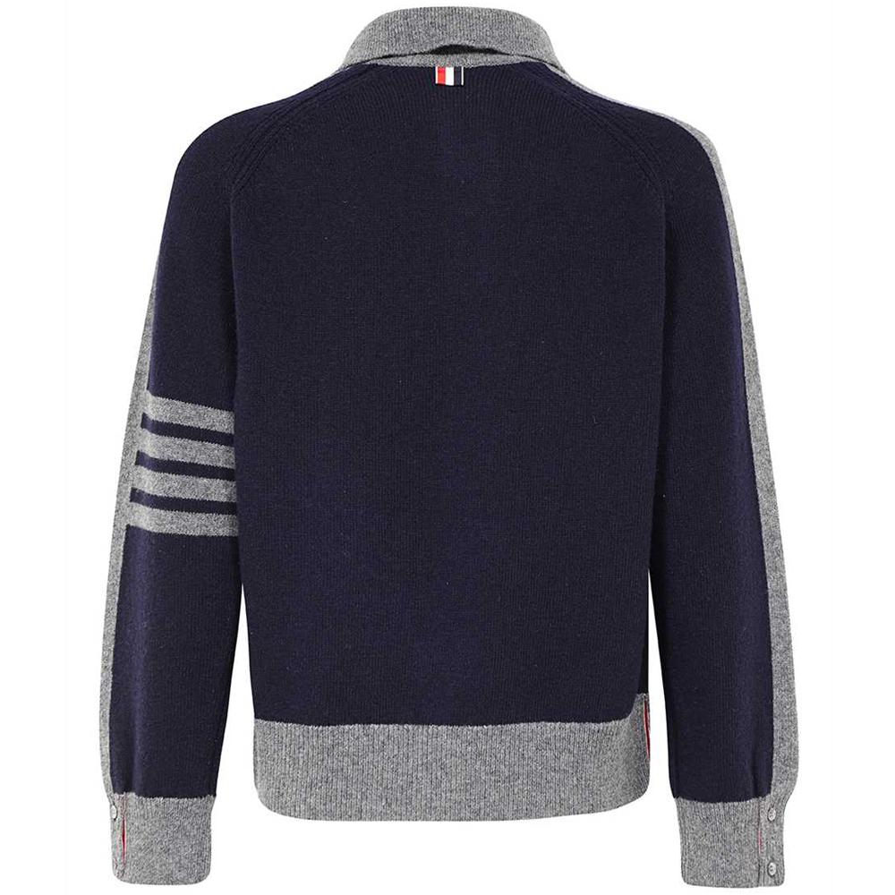 THOM BROWNE Men's Navy Wool Relaxed Fit Sleeve Stripe Crewneck MKA468A Y1026 415