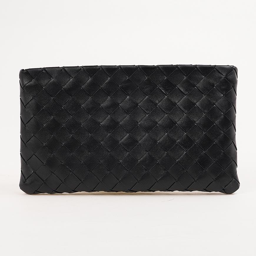 Bottega Veneta Women’s Small Leather Pouch Clutch Bag Navy