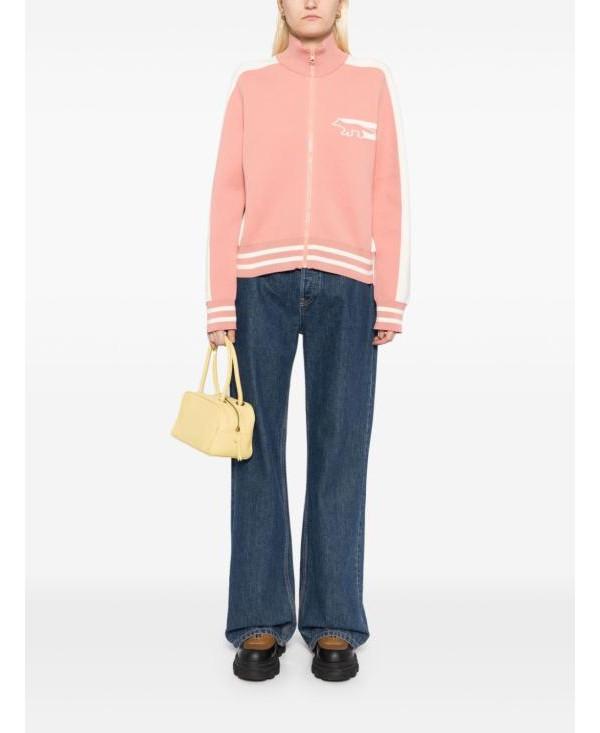 Maison Kitsune Flash Fox Zip Cardigan Beige Knit NW00502 KM0327 P634