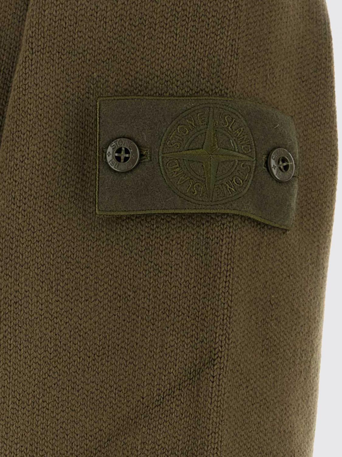 STONE ISLAND Green Wool Crewneck Knit Sweater for Men
