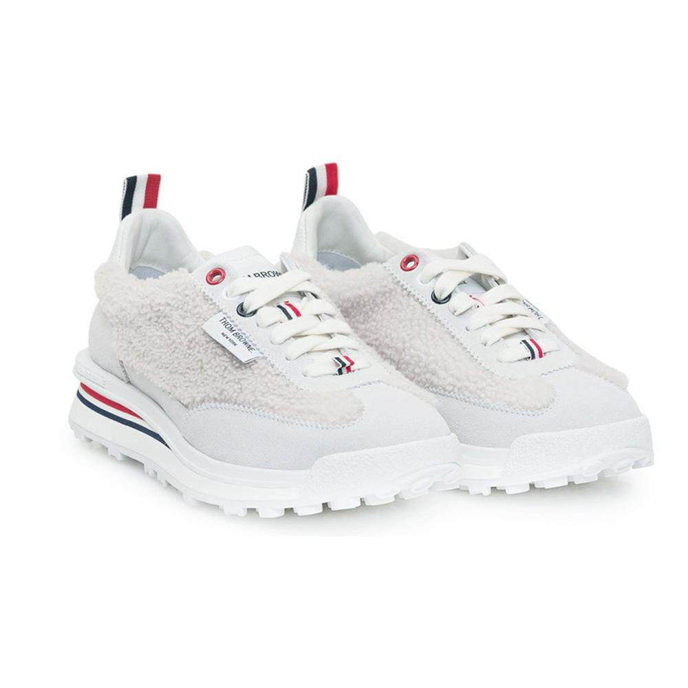 THOM BROWNE Shearling Tech Runner Low-Top Sneakers White