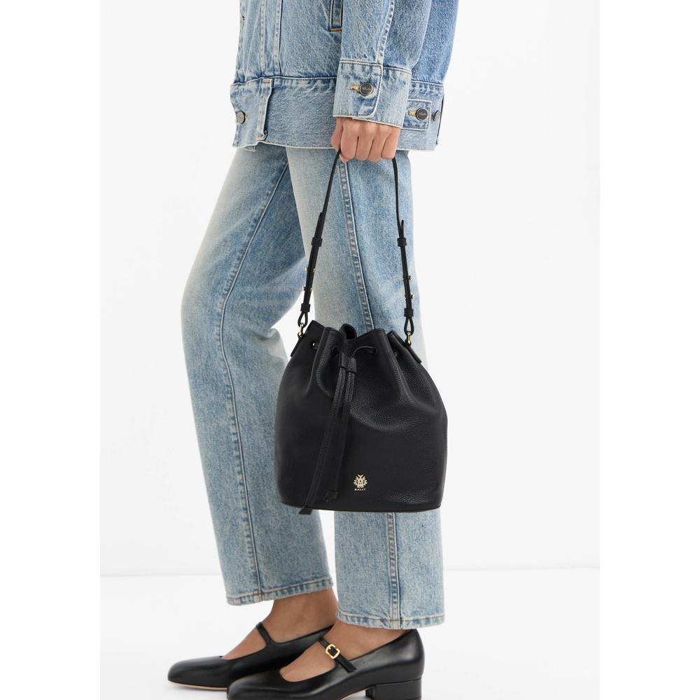 BALLY Hera Bucket Shoulder Bag Black Leather