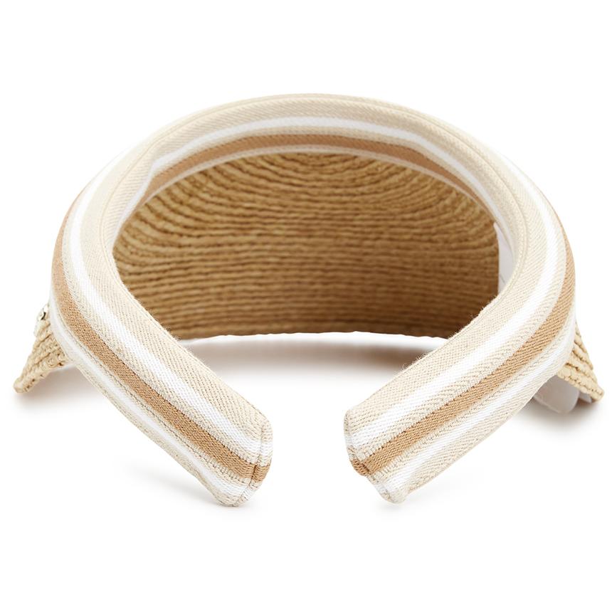 HELEN KAMINSKI Women's Raffia Striped Sun Visor HAT50265 NATURAL NOUGAT STRIPE