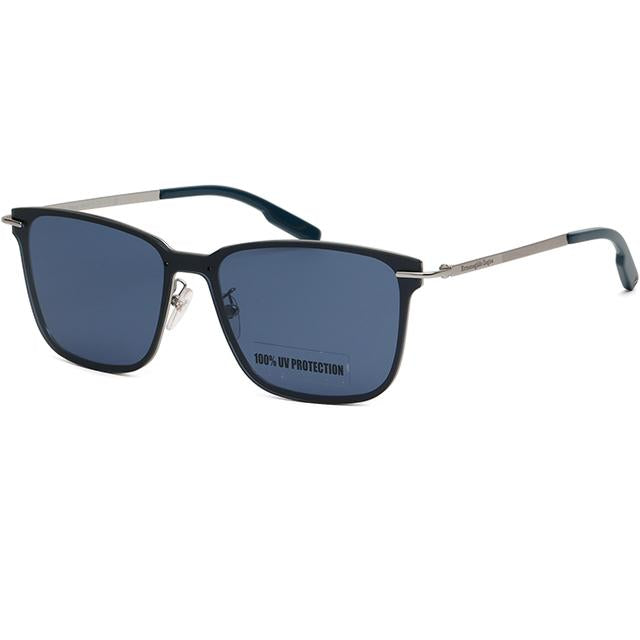 Zegna Matte Silver Asian Fit Sunglasses with Blue Lenses EZ0197D 16A