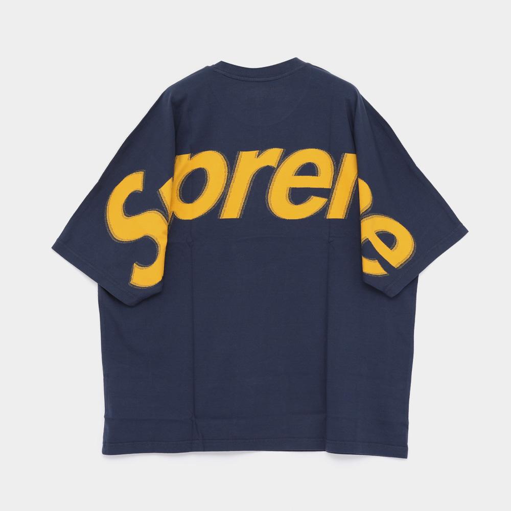 Supreme Back Big Logo Intarsia Short Sleeve Men’s T-Shirt SS25KN13 NAVY