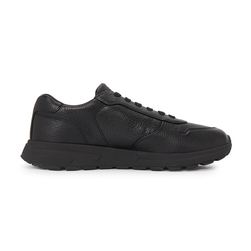 PRADA Black Leather Low-Top Sneakers for Men