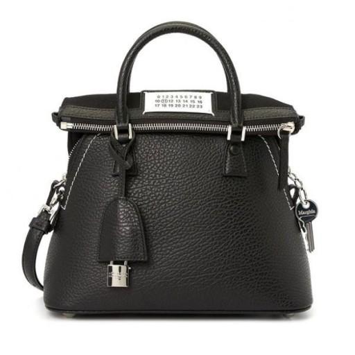 Maison Margiela Black Leather 5AC Small Tote Shoulder Bag