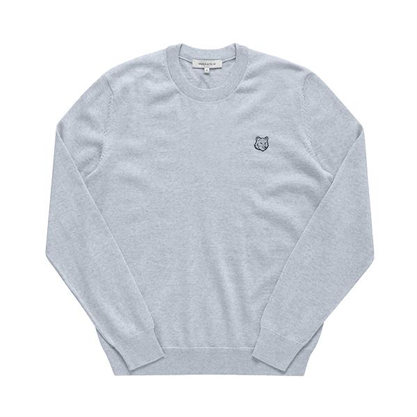Maison Kitsune Bold Head Fox Patch Crewneck Knit Sweater Men MM00815KT1036 H410