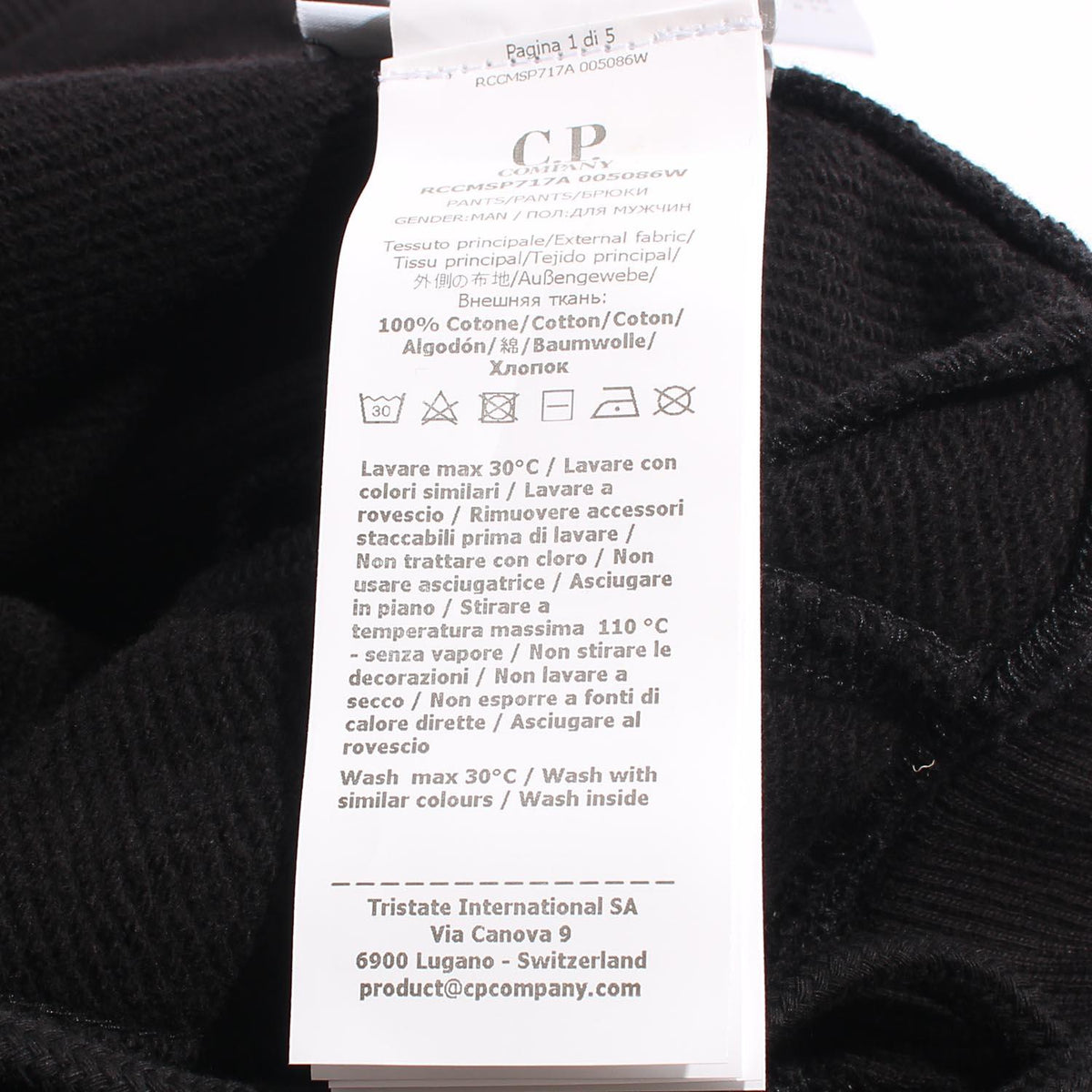 CP Company Diagonal Cargo Lens Sweatpants Black Men's