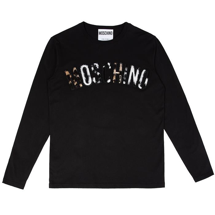 Moschino Faux Fur Logo Long Sleeve T-Shirt ZA1219