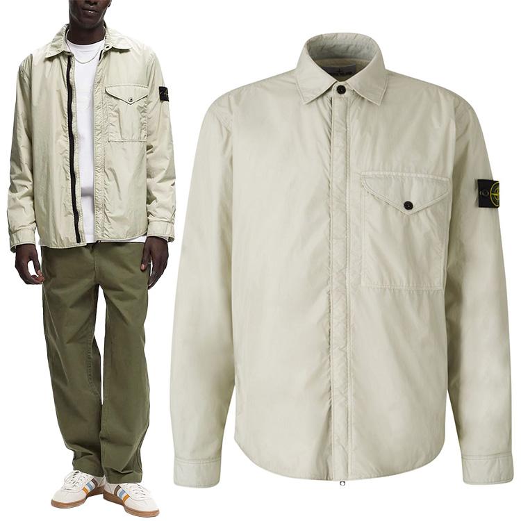 STONE ISLAND Crinkle Reps Overshirt Jacket with Patch Badge Navy