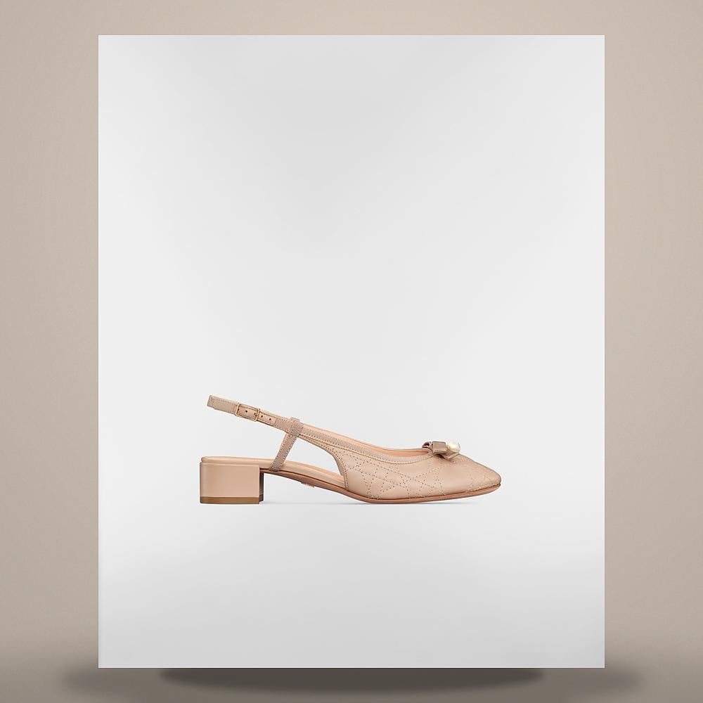 DIOR Nude Quilted Cannage Calfskin Ballet Slingback Pumps KDB968CQC S21U