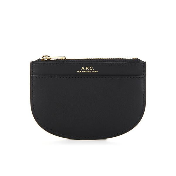 A.P.C. Black Geneva Half Moon Zip Leather Card Holder Wallet