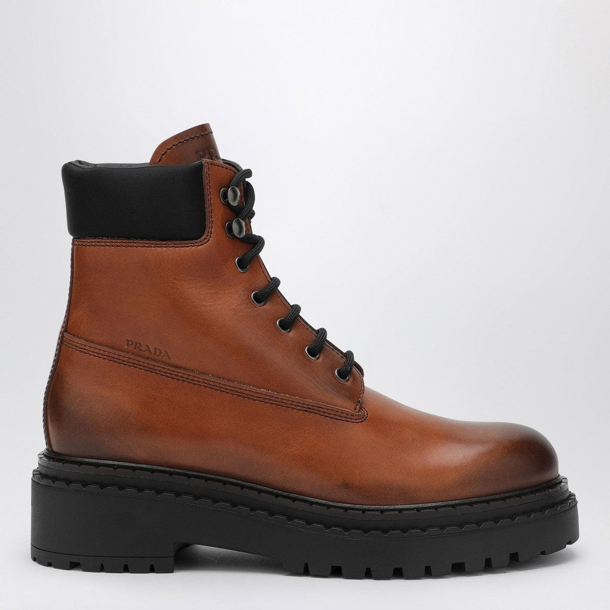 PRADA Black Leather Ankle Boots