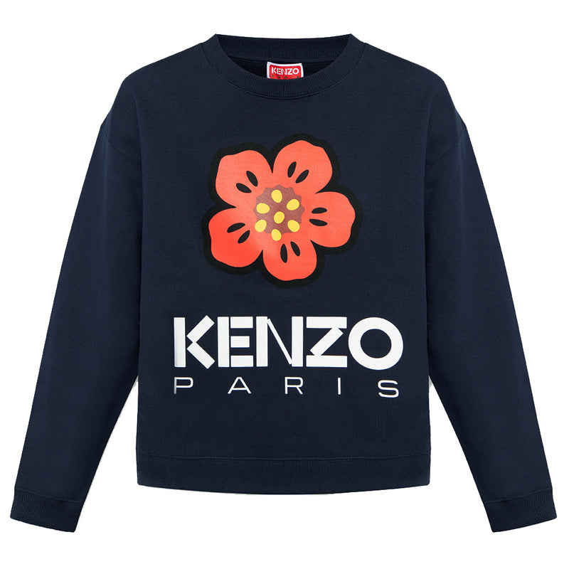 KENZO Navy Fleece Flower Logo Sweatshirt