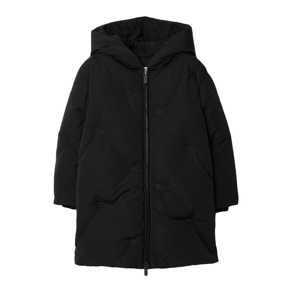BURBERRY Black Logo Embroidered Puffer Jacket Women 8089409