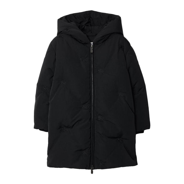 BURBERRY Black Logo Embroidered Puffer Jacket Women 8089409