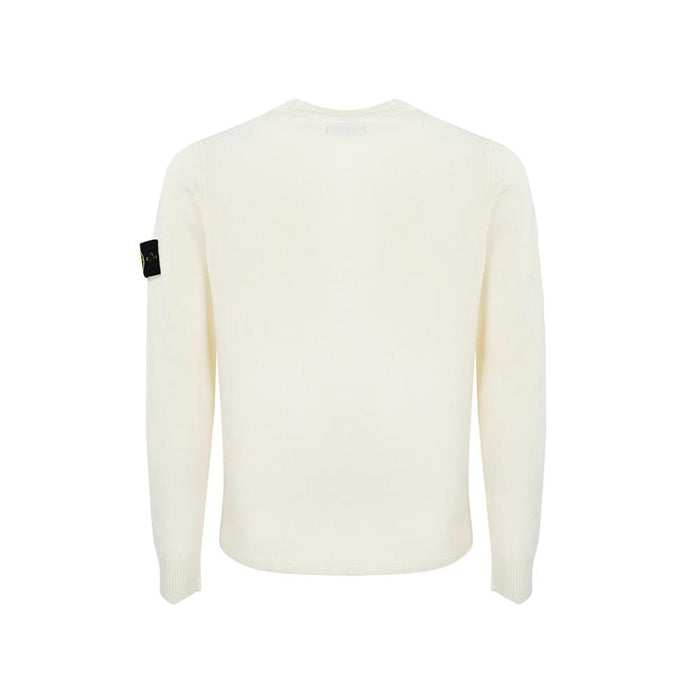 STONE ISLAND Ivory Woven Patch Crewneck Knit Sweater Men's