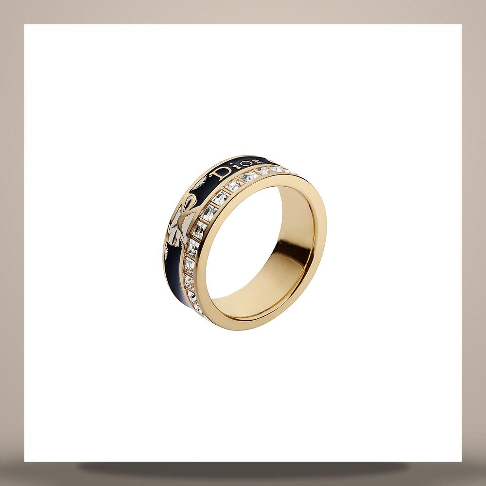 DIOR Night Code Ring Gold-Finish Metal Crystal Black Lacquer R3108WOMLQ D307