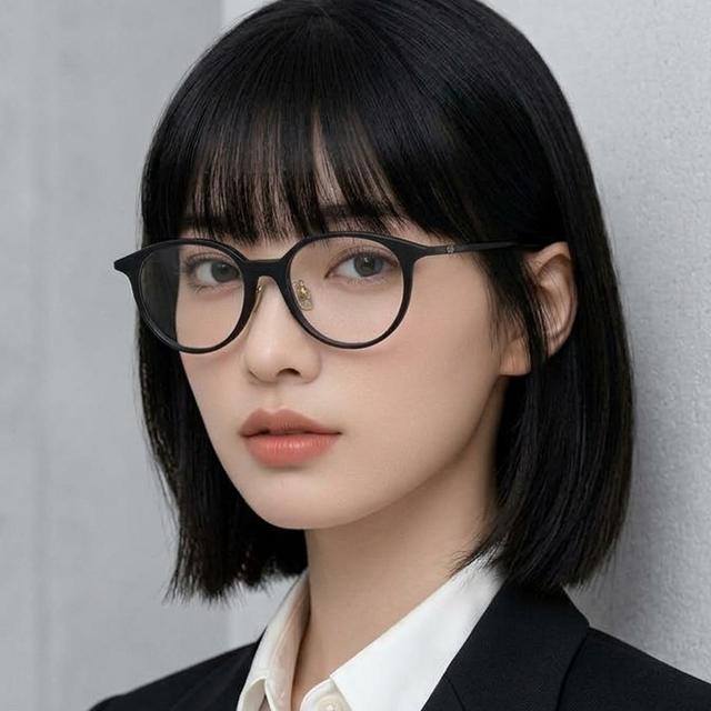 DIOR Round Acetate Eyeglass Frames Asian Fit Unisex Black CD50100F