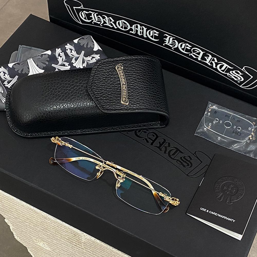Chrome Hearts Gold Plate Brown Bone Brown Eyeglasses