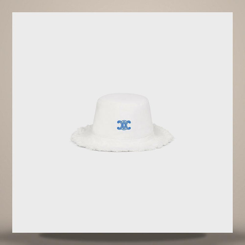 CELINE Triomphe Cotton Twill Bucket Hat White AA0JF2U74 01BC