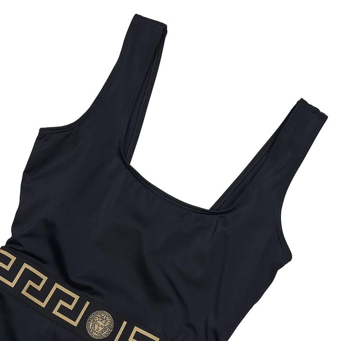 Versace Womens Sleeveless One-Piece Swimsuit Black