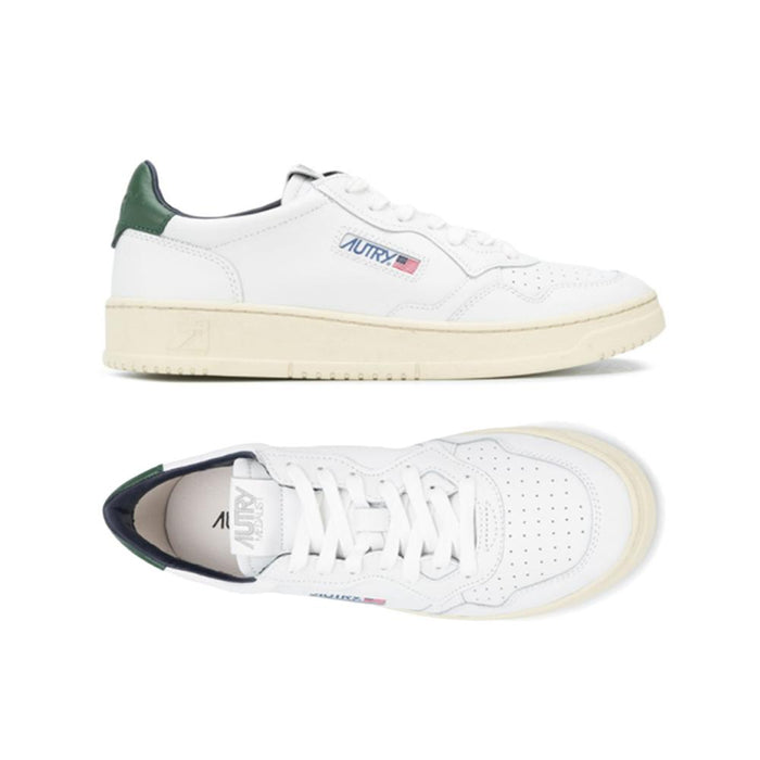 AUTRY White Green Tab Medalist Low-Top Sneakers