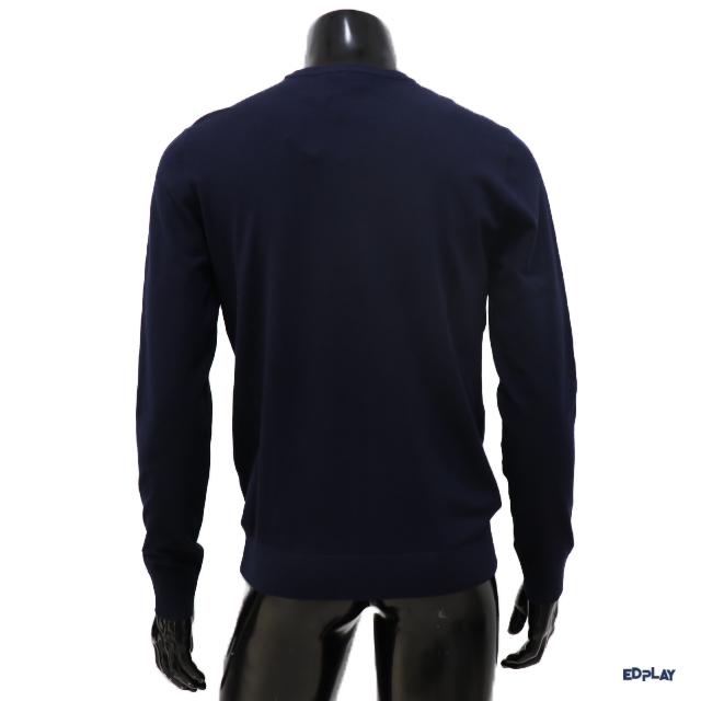 Emporio Armani Navy Viscose Crewneck Men’s Knit Sweater