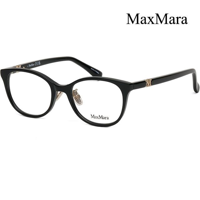Max Mara Black Acetate Round Eyeglass Frames Unisex Asian Fit MM5126 D 001