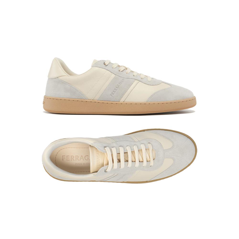 Ferragamo Achille Suede Low-Top Sneakers Mascarpone 0762260