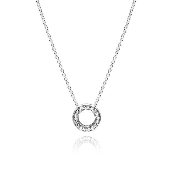 PANDORA Reversible Heart Pendant Sterling Silver Necklace 397436CZ