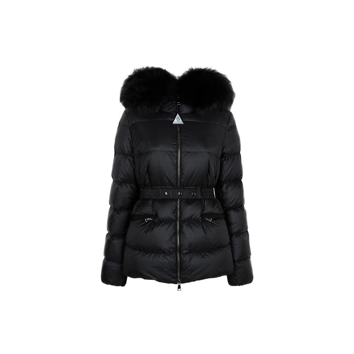 Moncler Black Hooded Down Jacket with Shearling Trim 1A00099 595FE 999