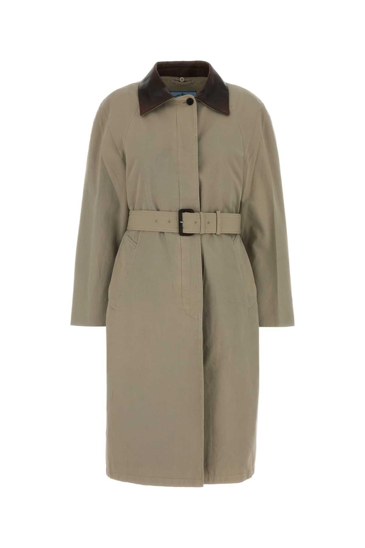 PRADA Beige Double-Breasted Trench Coat