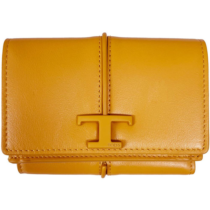 Tods Timeless Trifold Leather Wallet Red Women’s