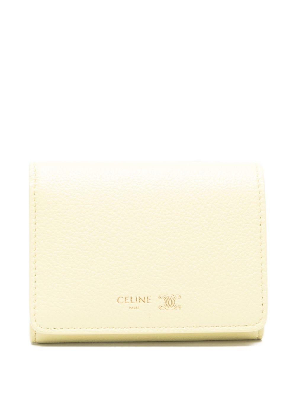 CELINE Green Leather Card Holder Wallet
