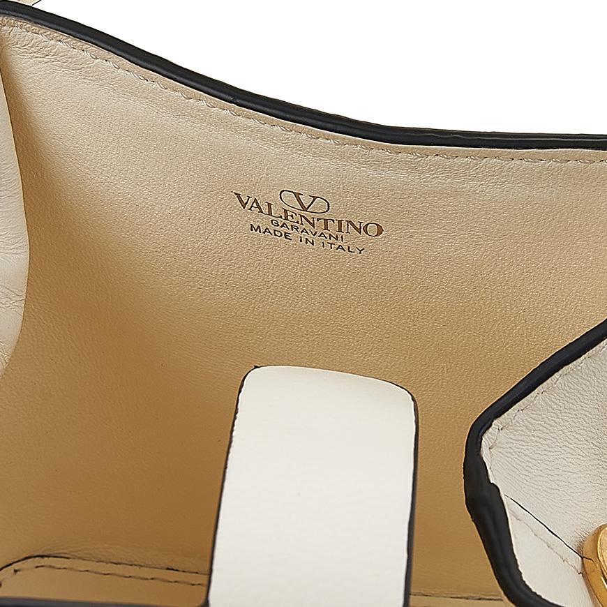 VALENTINO VLogo Micro Bucket Bag Leather Shoulder Bag Black