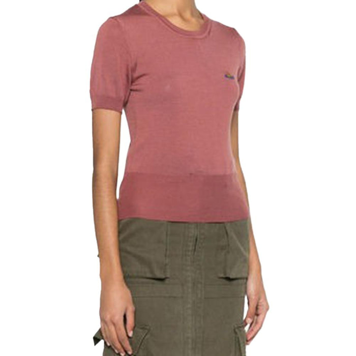 Vivienne Westwood Bea Knit Top Rose Round Neck Sweater