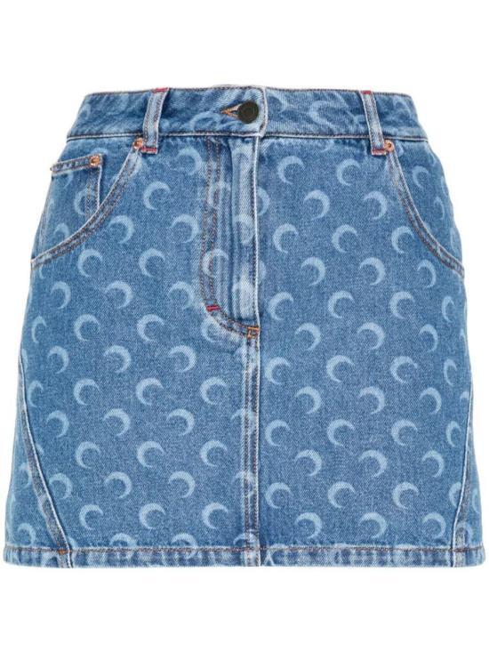Marine Serre Denim Midi Skirt MRSW251PRSK048LB LIGHT BLUE DOM