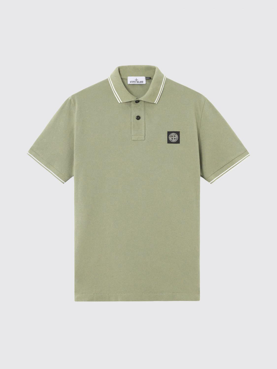 STONE ISLAND Short Sleeve Cotton Polo Shirt Green Men