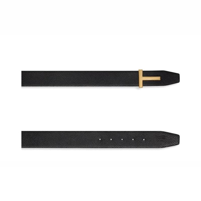 TOM FORD Soft Grain Leather T Icon Belt Brown/Black Men