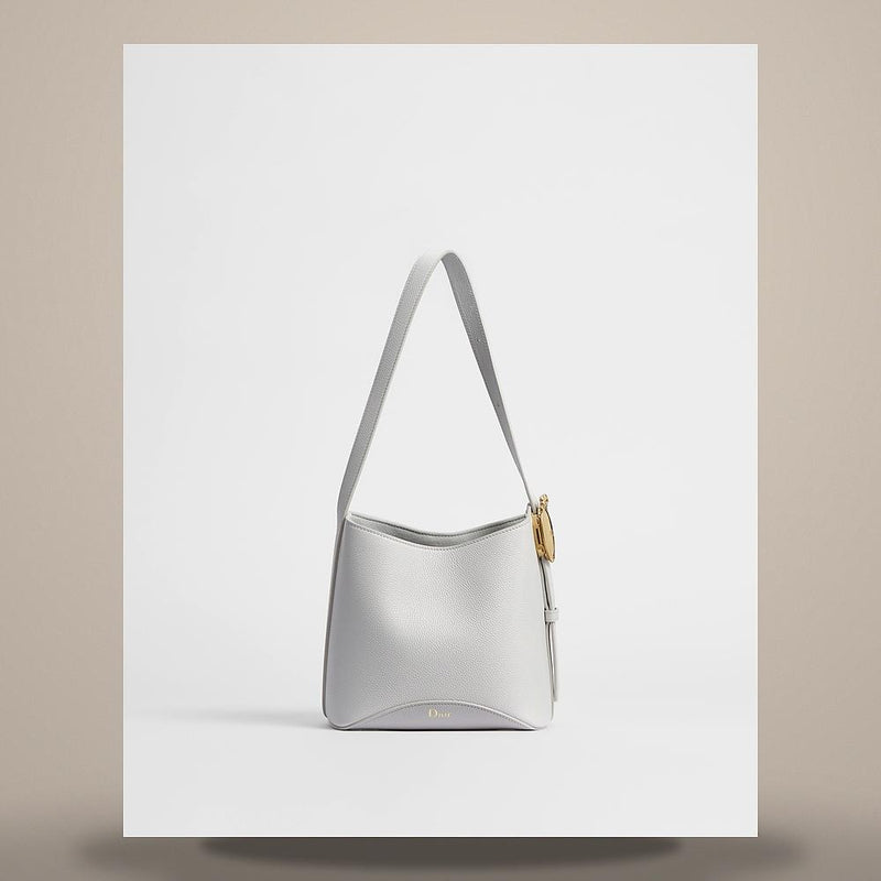 DIOR Medallion Bucket Bag Small Gray Pietro Grained Calfskin Cros M1531QUQW M68G