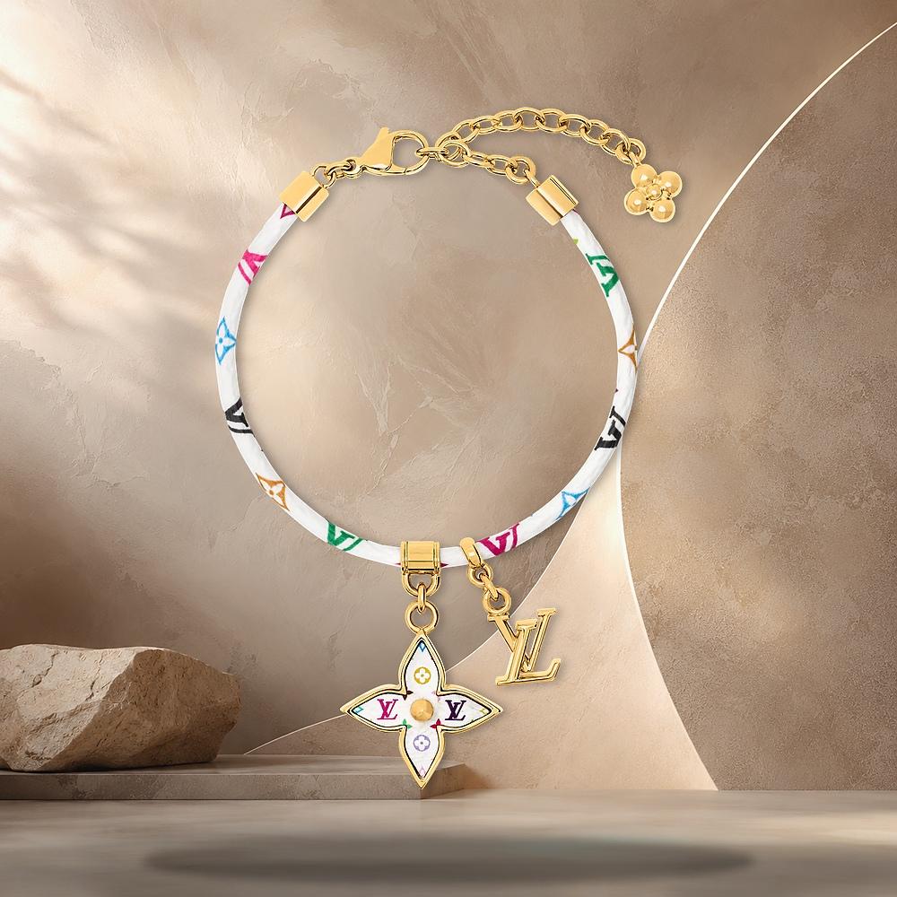 Louis Vuitton White Monogram Canvas Cord Charm Bracelet M4698Z