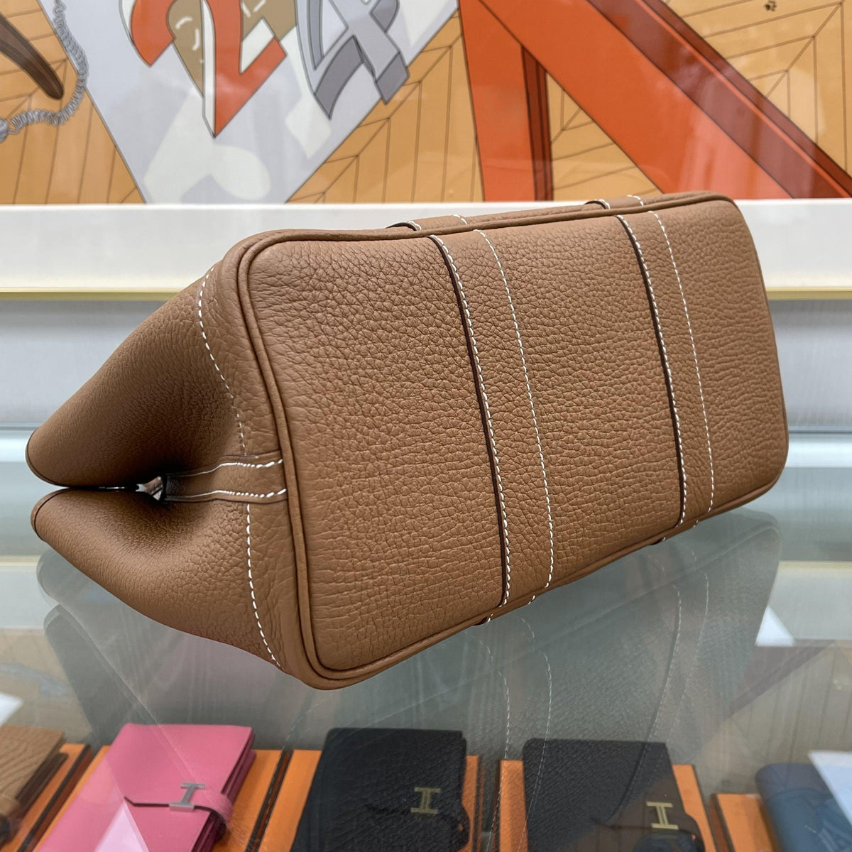 HERMES Gold Garden Party 30 Leather Tote Bag 051568