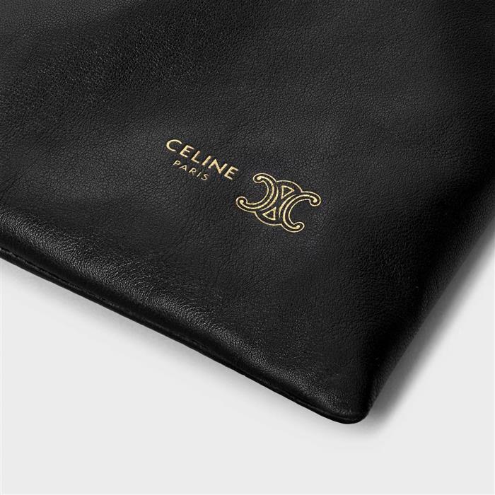 CELINE Small Crystal Pouch Lambskin Shoulder Bag Black