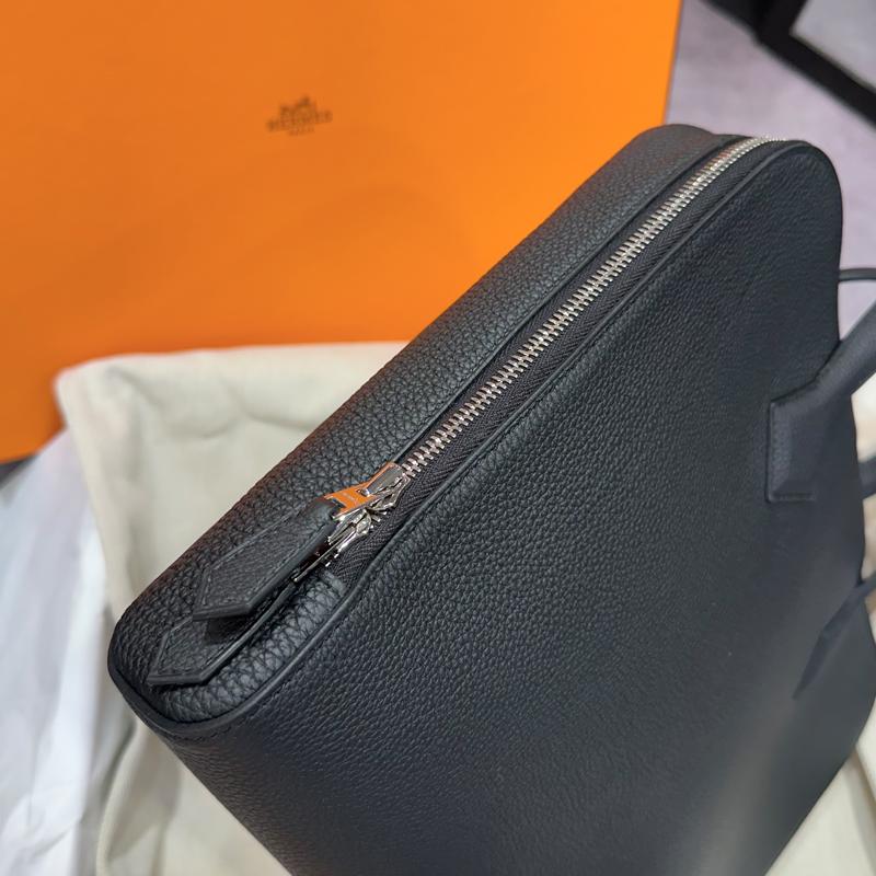 HERMES Victoria Light Brief Case 35 Black Tote Bag Unisex