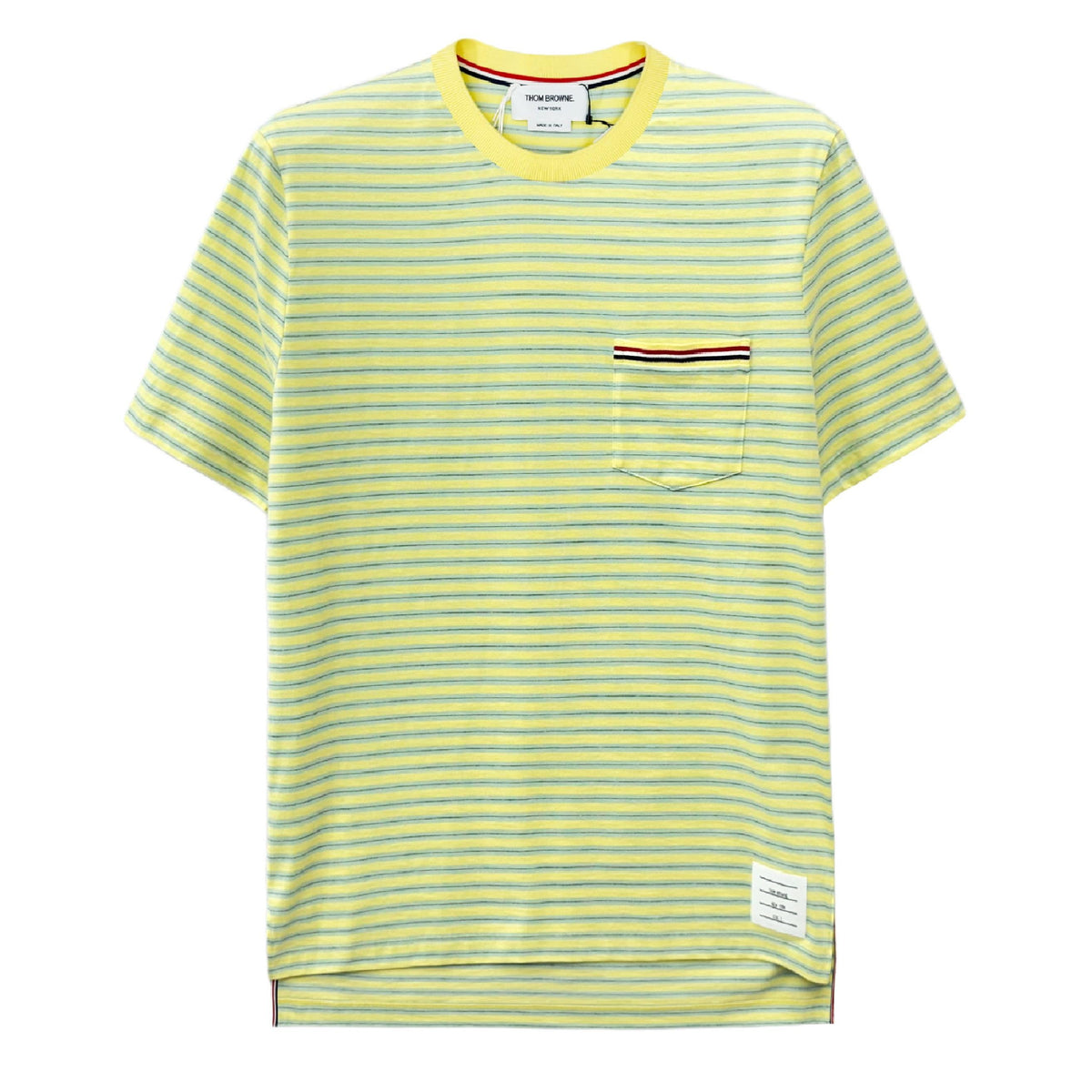 THOM BROWNE Men's Blue Yellow Striped Short-Sleeve T-Shirt MJS205A 452 308